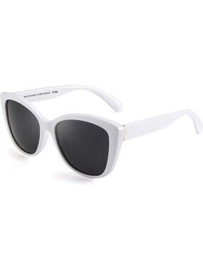 🆕Women White Polarized Cat Eye Sunglasses Vintage Jackie O American Square